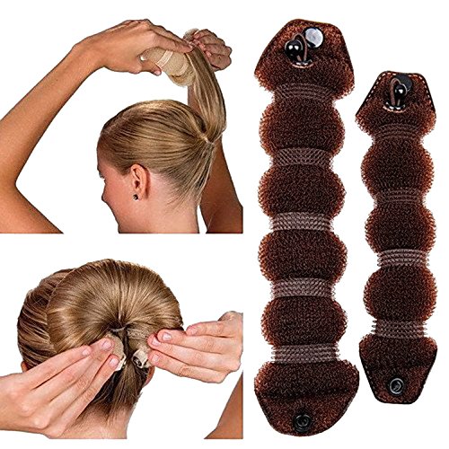 NALATI Beauty Buns Magic Hair Styling Styler Twist Ring Former Shaper Doughnut Donut Chignon Bun Maker Clip Hair Curler Accessory Small OR Large (Big, Coffe)
