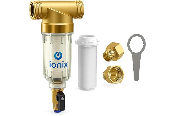 IONIX Spin Down Sediment Water Filter for Overhead Tank & Main Line 40 Micron Washable Cartridge, Removes Mud, Sand & Rust Pre Filter for Apartments, Flats & Villas