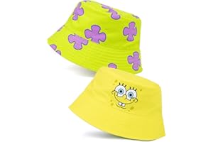 SPONGEBOB SQUAREPANTS Spongebob Schwammkopf Wende-Fischerhut Kinder | Mädchen Jungen Gelb Spongebob Und Patrick Koralle Charakter Sonnenhut | Filme TV-Show Geschenke Merchandise