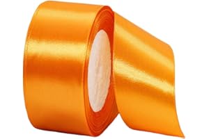 HONGCI Nastro largo 40 mm, per confezioni regalo, nastro arancione da 22 m, nastro in raso a doppia faccia, colore arancione, nastro decorativo grande e spesso, per artigianato, auto di nozze, regali