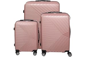 Alivio Lightweight Hard Shell ABS Suitcase Set Luggage Travel Trolley Set, Anti-Scratch Telescopic Handle & TSA Lock Trolley 20", 24" & 28" (Rose Gold, Set of 3)