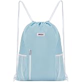 WANDF Backpack with Drawstring String Bag Gym Bag Waterproof Nylon Sports Bag Gym Bag with Outer Pocket Adjustable Drawstring Gym Bag for Men and Women for Sports and Yoga