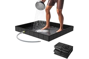 SHANDADDY Faltbare Camping-Duschwanne, 104 x 104 x 13 cm Faltbare Duschwanne mit abnehmbarem Abflussrohr, ideal für Wohnmobile, Outdoor- und Indoor-Duschkabinen