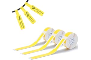 ‎PRISTAR Pristar P15 Kabeletiketten, 3 Rollen 12,5mm * 74mm+35mm Selbstklebendes Thermoband Etiketten, Kompatibel mit P15 Etikettendrucker, Gelb, 70 Etiketten/Rolle