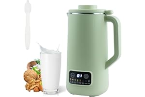 mumisuto Machine à Lait Végétaux, 600ML Machine à Lait De Noix Automatique, Machine à Lait De Soja avec 10 Lames De Feuilles, Blender Multifonctions Chauffant Professionnel pour Avoine, Soja (Vert)