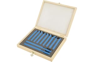 lyrlody Lathe Cutting Tools, 11Pcs 8 x 8mm Turning Insert Holders Lathe Tools Carbide Tipped Welding Milling Cutting Turning Tool Set with Wooden Box