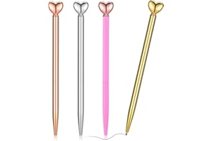 YUXIANLB Lot de 4 stylos à bille rétractables en métal en forme de cœur, stylos à bille décoratifs rétractables à encre noire de 1 mm, stylos à bille mignons pour femme, école, bureau, mariage, fête