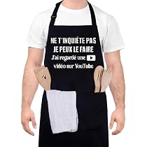 Tablier de cuisine pour homme et femme avec poches - Convient grande taille - Rsiste leauZ173