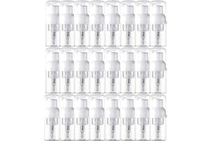 IMIROOTREE Lot de 24 Mini flacons vides Rechargeables en Plastique Transparent pour Le Nettoyage, Les Voyages, Les cosmétiques (30 ML, Transparent)
