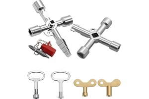 KDUH 4 Voies Clé Multifonction 6 Pièces, Clé Triangle de Interrupteur de Robinet en Croix Universelle Clef Passe Partout, pour Compteur Eau Radiateurs Compteurs Gaz Ascenseurs Coffret Electrique