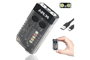 APLOS L02 Mini Latarka EDC Akumulator 1000 Lumenów, Światło UV 365nm Wielobarwny Źródło światła, mała latarka kieszonkowa z podstawą magnetyczną i alarmem akustycznym (czarny)