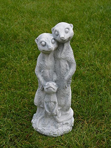 Lustige Erdmännchen Familie aus Steinguss, frostfest - 4