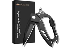 GUIGUZI EDC Klappmesser mit Karabiner, 6 in 1 Multitool Camping Zubehör Geeignet für Outdoor-Camping und Wandern, Geschenk fü