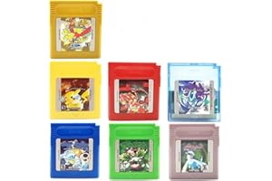 YIHUOHANG 2023 Enhanced Pokeemon Gameboy Color Games Cartridge Collection 7-Pack (Green, Blue, Red, Yellow, Gold, Crystal, Silver) for Nintenton GBC USA Version (Blue)
