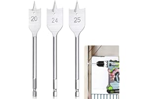 ZMDECQNA Spade Drill Bits Set, 3 PCS Spade Drill Bits Set Flat Wood Drill Bit 20mm/ 24mm/ 25mm/ Carbon Steel Heavy Duty Hex Shank Paddle Bit Tools for Plywood Plastics Chipboard Cuts