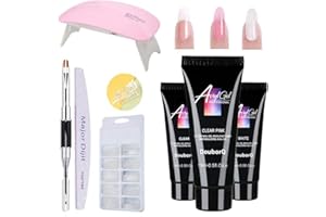 ANSELF Gel nails kit,15ml Nail Gel de Construcción Rápida Gel UV Espátula Extensión del cepillo Puntas falsas Set