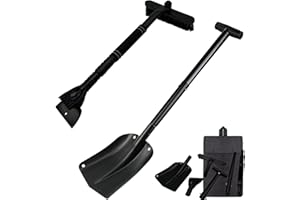 ADTSADDTO Kit de Pelle à Neige Portable 3 en 1 avec grattoir à Glace et Brosse à Neige, Design Pliable d'urgence pour Jardin, Camping, Voiture, Camion et Autres activités de Plein air