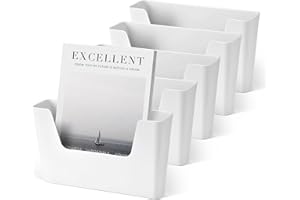 YOHOM Office Adhesive Mount Document Holder Racks Small Storage Holder for Wall Door Hanging Mails Bills Organizer Plastic (White, 5 pcs)