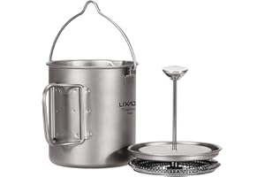 HUIOP 750ml Titanium Coffee Cup Mug French Press Pot Coffee Maker with Lid Outdoor Camping Cooking Pot,titanium coffee pot