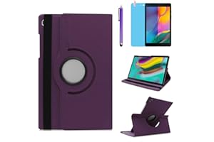 R.SHENGTE Hülle für Samsung Galaxy Tab A7 Lite 8.7'' 2021 (SM-T220 T225 T227), 360 Grad drehbarer Ständer Schutzhülle,Mit Stylus Pen,Bildschirm Film (Purple)