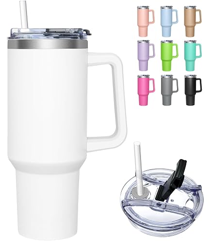 Gobelet Isotherme REPLANTEA 890 Ml - Acier Inoxydable Sans BPA - Paille Rabattable Anti-fuite - Garde Le Froid 12h, La Glace 48h - Compatible Lave-vaisselle - 10