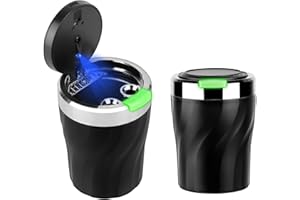 Jubaopen 2PCS Cendrier de voiture avec lumière LED Cendrier de Cigarette de Voiture avec couvercle Amovible Sans fumée Auto-extincteur Cendrier multifonctionnel pour voiture Bureau
