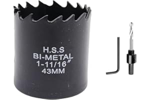 Lochsäge 43mm LAIWEI Bi-Metall Rundlochfräser HSS Kreissägekopf, 1,8 mm stark, Schnitttiefe bis 38mm, geeignet für Holz, Kunststoff, Gipskarton und Metallrohre