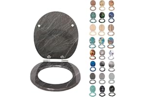 SINOBATH Abattant WC, noyau en bois MDF, robuste, avec système d'abaissement automatique, montage facile, couvercle de WC