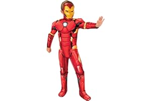 Rubies Kostium Iron Man Deluxe dla dzieci, kombinezon z wyściełaną klatką piersiową, kalosze i maską, oficjalny Marvel na karnawał, Boże Narodzenie, urodziny, imprezę i Halloween