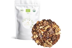 Rooibos de Canela y Jengibre a Granel - My Tea Moments - Cultivo Sostenible - Ingredientes Naturales: Algarroba, Canela, Cardamomo, Coco, Dátil, Jengibre, Uva Pasa. (200, Gramos)