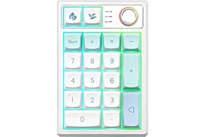 YUNZII YZ19 Wireless Mechanical Number Pad,19 Keys Numeric Keypad with Knob, RGB Gasket PBT Keycaps Hot Swappable Programmable Keyboard, Number Keypad for Win/Mac/Gaming(Gateron Brown Switch, Mint)