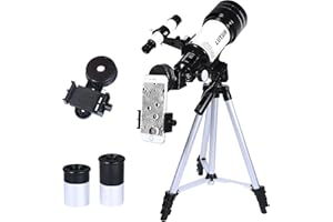 MLABINYA Astronomical Refracting Telescope,70mm Telescope with Phone Adapter for Astronomy Beginners,with Multilayer Broadband Coating,Adjustable Tripod and Finderscope