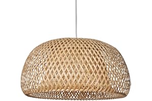 MiniSun | Modern Natural Bamboo Lattice Domed Lampshade | Pendant Lights, Home Décor & Improvement Essential | 465mm Shade Width