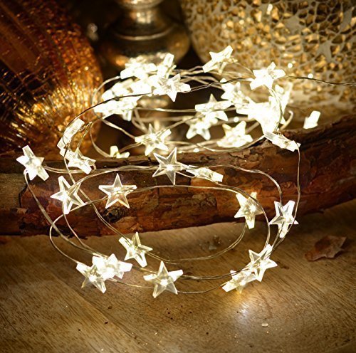 Preisvergleich Produktbild CHICCIE Stern Lichterkette - 20 LED 95cm - Dekodraht Lichterdraht Motivlichterkette AA Batterien