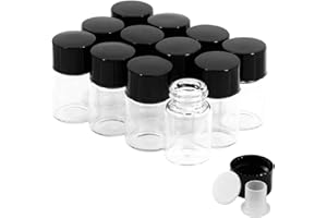 CADBIBE Trasparente Fiale di Vetro da 2 ml con Tappi a Vite e Tappi di Plastica, Flacone del Campione di Liquido Piccolo, Flacone a Prova di Perdite, 12 Pezzi