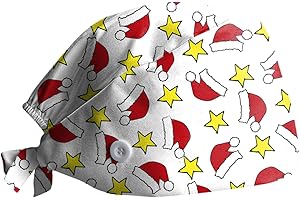 PAIDAXING Unisex Scrub Cap Surgical Cap Chef Hat Adjustable Cotton Printed Surgical Cap Work Cap Kitchen Hat for Women Men Doctors for Christmas