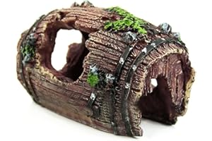 Grapelet 1X Style rétro Résine Fish Tank Non Toxique Ornement brisé Barrel Cave Aménagement Décoration (Couleur: Marron)