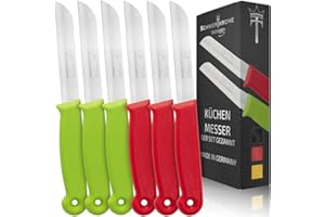 Schwertkrone Ensemble de 6 Couteaux Multicolores en Acier Solingen avec Lame Dentelée 8,5cm - Idéal pour Fruits, Légumes, Viande