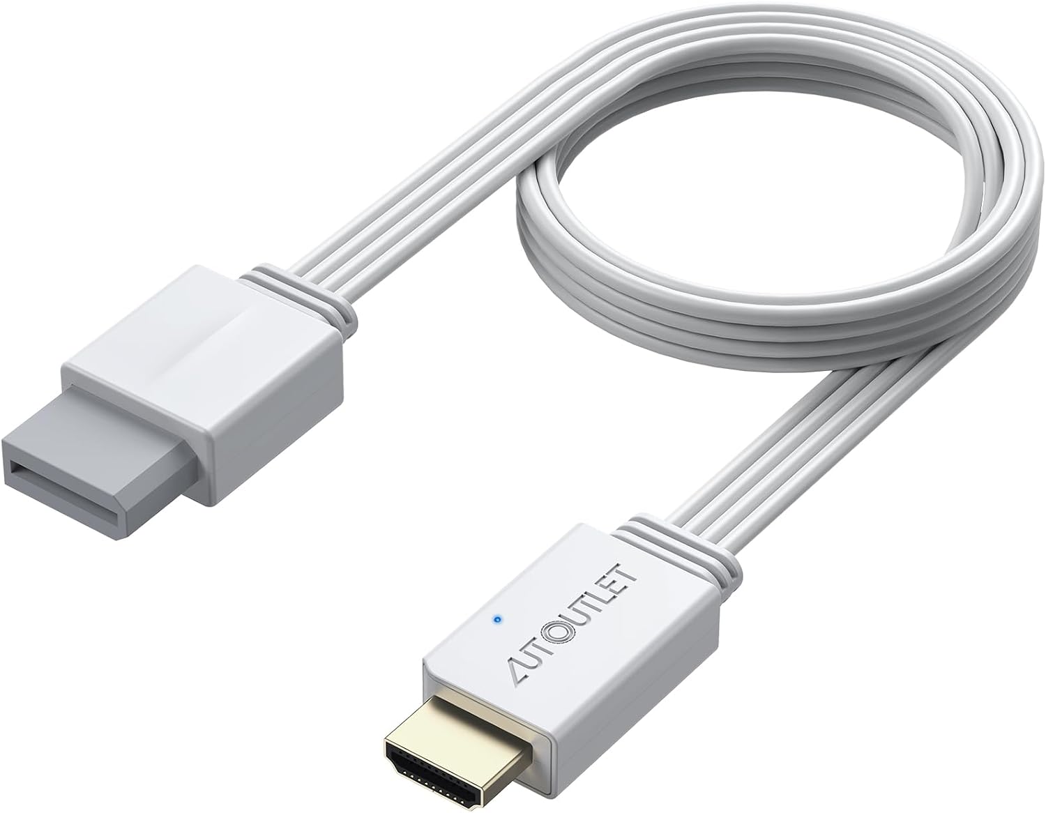 AUTOUTLET Wii Adaptador HDMI, 1080P/720P Wii a HDMI Adaptador de HDMI Integrado y diseño de Cable HDMI, Plug and Play (Blanco 120cm)