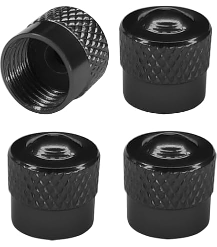 Lot 4 Bouchons Valve Aluminium Logo Tesla Style - Couvercles Métal Noir Pour Voiture, Vélo, Moto - Accessoire Élégant