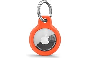 AMZPAS Air-Tag Holder Air-Tag Silicone Case, with Keychain, TPU Case for Air Tags Keyring for Keys, Bags, Luggage, Pet Collar, Anti-Lost and Scratch-Resistant, Fully Covered (Orange)