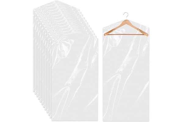 Klädpåse, 20 stycken transparent plast kostymväska, hängande klädpåsar, dammtäta klädskydd, kemrengörare, väskor för kostymer, kavajskjortor (60 x 120 cm)