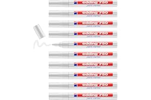 edding 750 paint marker - white - 10 pens - round tip 2-4 mm - paint marker for marking and labelling metal, glass, rocks or plastic - heat-resistant, permanent, smudge-proof and waterproof