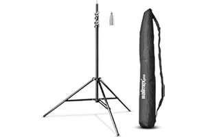 Walimex pro Lichtstativ WT-806 bis 256 cm Höhe, Blitzstativ mit Federdämpfung inkl. 3/8" Adapter & Tasche, Lampenstativ bis 6 kg, Studiostativ für Ringlicht, Reflektor, Blitz & Video