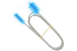 Skyzone Spazzola per la Pulizia dell'Acquario, Scovolino per Tubi Lungo, Spazzola per Filtro Flessibile Doppio in Acciaio Inossidabile da 61 Pollici per Acquario, Cucina Domestica