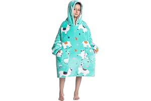 JOREAY Kids Oversized Blanket Hoodie, Girls Boys Snuggle Fleece Wearable Blanket, Sherpa Fluffy Giant Hooded Sweatshirt for Teens