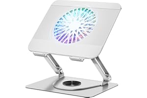 ICARE Supporto PC Portatile con Ventole PC Magnetica RGB, Rotazione a 360°, Portata 10KG e 18dB Silenzioso, Supporto per Laptop/Tablet Fino a 16"
