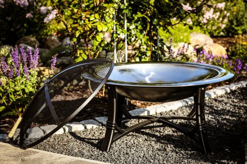Moderne Feuerschale, Feuerkorb, Ø 76 cm, Edelstahl, Funkenhaube - 2