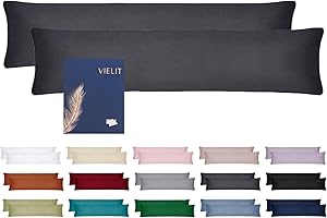 ‎VIELIT Vielit Seitenschläferkissen Bezug 40 x 145 2er Set Kissenbezug 40x145 Seitenschläfer Kopfkissenbezug Weich Kissenbezüge Kissenhülle Öko-Zertifikat Anthrazit