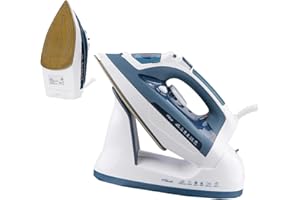 SKUKKY steam iron, Dampfbügeleisen, Bügeleisen Mit Kabel & Kabellos 2200W 360ml Wassertank, Keramik-Bügelsohle, Selbstreinigungs- & Sprühwasserfunktion, Antikalk, Tropfstopp Dampfbügeleisen